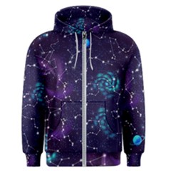 Realistic Night Sky Poster With Constellations Men s Zipper Hoodie