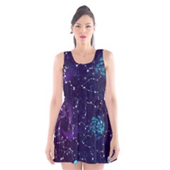 Realistic Night Sky Poster With Constellations Scoop Neck Skater Dress by Ket1n9