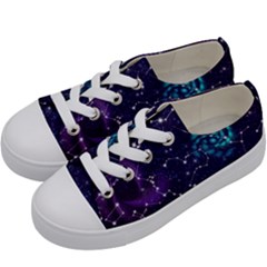 Realistic Night Sky Poster With Constellations Kids  Low Top Canvas Sneakers by Ket1n9