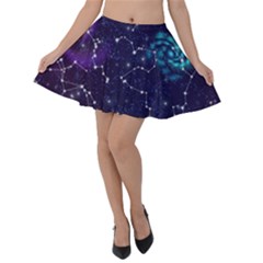 Realistic Night Sky Poster With Constellations Velvet Skater Skirt by Ket1n9