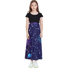 Realistic Night Sky Poster With Constellations Kids  Flared Maxi Skirt by Ket1n9