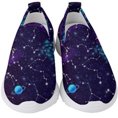 Realistic Night Sky Poster With Constellations Kids  Slip On Sneakers