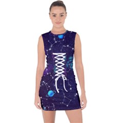 Realistic Night Sky Poster With Constellations Lace Up Front Bodycon Dress by Ket1n9