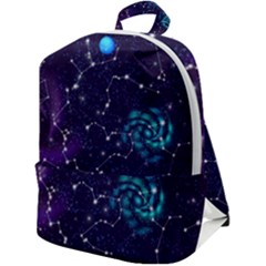 Realistic Night Sky Poster With Constellations Zip Up Backpack by Ket1n9