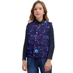 Realistic Night Sky Poster With Constellations Kid s Button Up Puffer Vest	 by Ket1n9