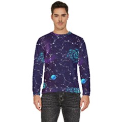 Realistic Night Sky Poster With Constellations Men s Fleece Sweatshirt