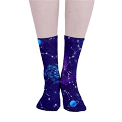 Realistic Night Sky Poster With Constellations Smooth Crew Length Tube Socks by Ket1n9