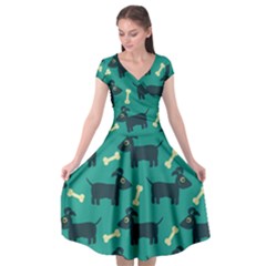 Happy Dogs Animals Pattern Cap Sleeve Wrap Front Dress by Ket1n9