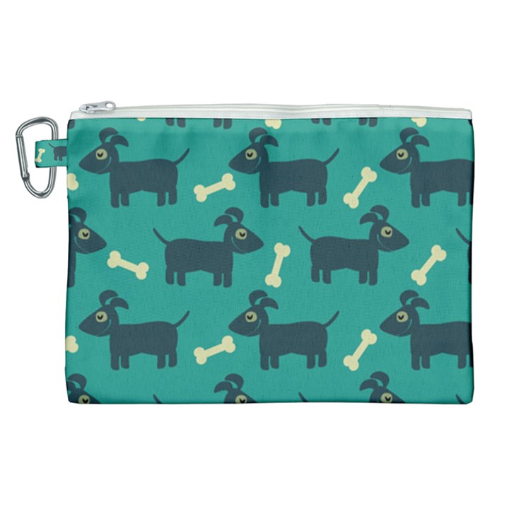 Happy Dogs Animals Pattern Canvas Cosmetic Bag (XL)