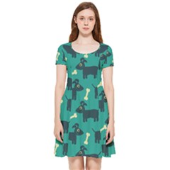 Happy Dogs Animals Pattern Inside Out Cap Sleeve Dress by Ket1n9