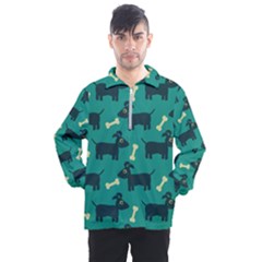 Happy Dogs Animals Pattern Men s Half Zip Pullover