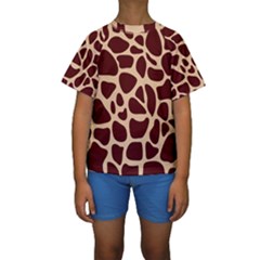 Animal Print Girraf Patterns Kids  Short Sleeve Swimwear