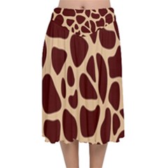 Animal Print Girraf Patterns Velvet Flared Midi Skirt