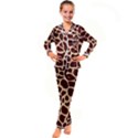 Animal Print Girraf Patterns Kids  Satin Long Sleeve Pajamas Set View1