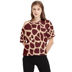 Animal Print Girraf Patterns One Shoulder Cut Out T-shirt by Ket1n9