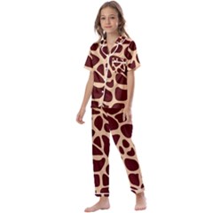 Animal Print Girraf Patterns Kids  Satin Short Sleeve Pajamas Set by Ket1n9