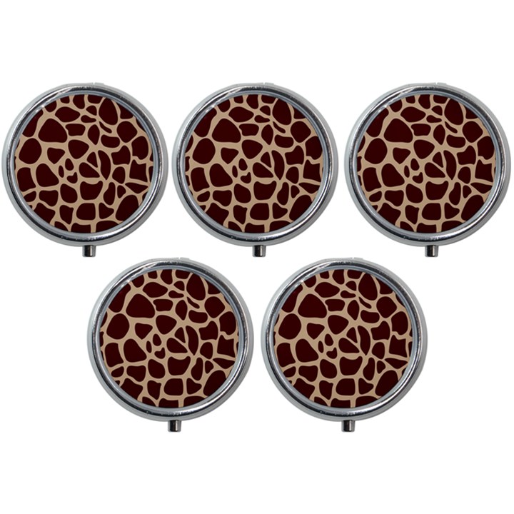 Animal Print Girraf Patterns Mini Round Pill Box (Pack of 5)