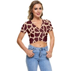 Animal Print Girraf Patterns Short Sleeve Foldover T-shirt by Ket1n9