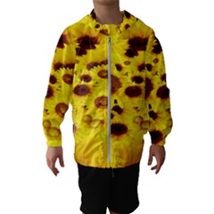 Beautiful Sunflowers Kids  Hooded Windbreaker