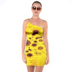 Beautiful Sunflowers One Shoulder Ring Trim Bodycon Dress by Ket1n9