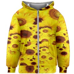 Beautiful Sunflowers Kids  Zipper Hoodie Without Drawstring