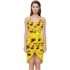 Beautiful Sunflowers Wrap Frill Dress by Ket1n9