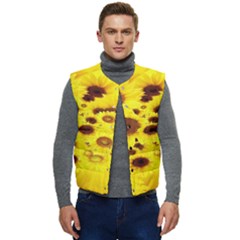 Beautiful Sunflowers Men s Button Up Puffer Vest	