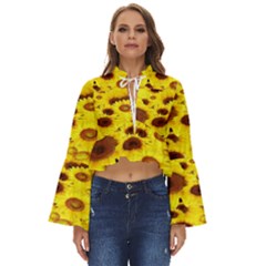 Beautiful Sunflowers Boho Long Bell Sleeve Top