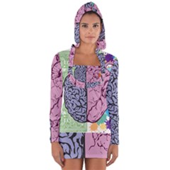 Brain Heart Balance Emotion Long Sleeve Hooded T-shirt by Maspions