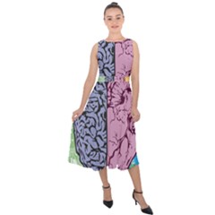 Brain Heart Balance Emotion Midi Tie-back Chiffon Dress