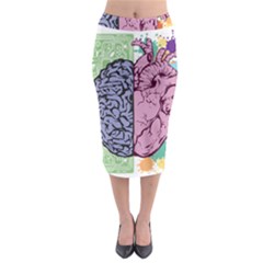 Brain Heart Balance Emotion Midi Pencil Skirt