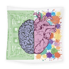 Brain Heart Balance Emotion Square Tapestry (large)