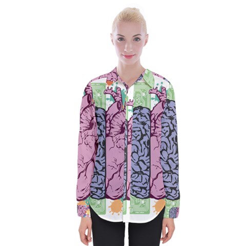 Brain Heart Balance Emotion Womens Long Sleeve Shirt by Maspions