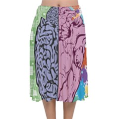 Brain Heart Balance Emotion Velvet Flared Midi Skirt