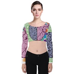 Brain Heart Balance Emotion Velvet Long Sleeve Crop Top