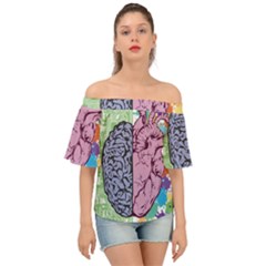 Brain Heart Balance Emotion Off Shoulder Short Sleeve Top