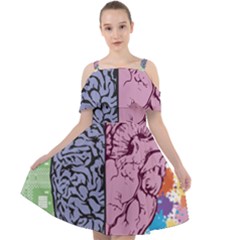 Brain Heart Balance Emotion Cut Out Shoulders Chiffon Dress