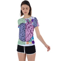 Brain Heart Balance Emotion Back Circle Cutout Sports T-shirt by Maspions