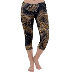 Fantasy Dragon Pentagram Capri Yoga Leggings