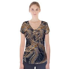 Fantasy Dragon Pentagram Short Sleeve Front Detail Top