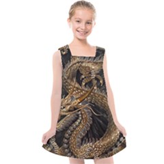 Fantasy Dragon Pentagram Kids  Cross Back Dress