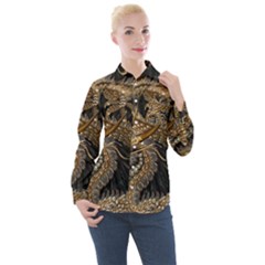 Fantasy Dragon Pentagram Women s Long Sleeve Pocket Shirt