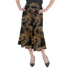 Fantasy Dragon Pentagram Midi Mermaid Skirt