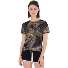 Fantasy Dragon Pentagram Open Back Sport T-shirt