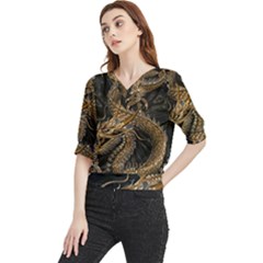 Fantasy Dragon Pentagram Quarter Sleeve Blouse