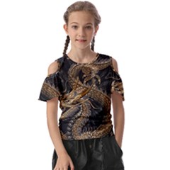 Fantasy Dragon Pentagram Kids  Butterfly Cutout T-shirt