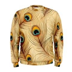 Vintage Peacock Feather Peacock Feather Pattern Background Nature Bird Nature Men s Sweatshirt