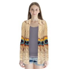 Vintage Peacock Feather Peacock Feather Pattern Background Nature Bird Nature Drape Collar Cardigan