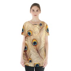 Vintage Peacock Feather Peacock Feather Pattern Background Nature Bird Nature Skirt Hem Sports Top