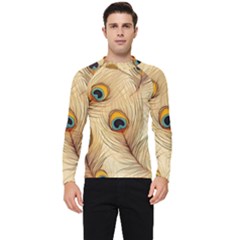 Vintage Peacock Feather Peacock Feather Pattern Background Nature Bird Nature Men s Long Sleeve Rash Guard